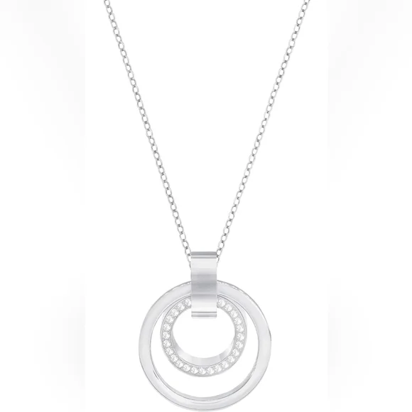 SWAROVSKI Crystal Medium White Hollow Rhodium-Plated Pendant - Picture 2 of 4